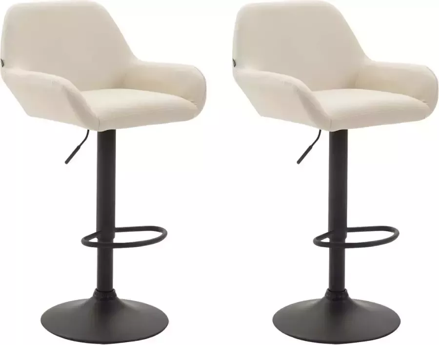 Clp Braga Set van 2 barkrukken Kunstleer creme zwart