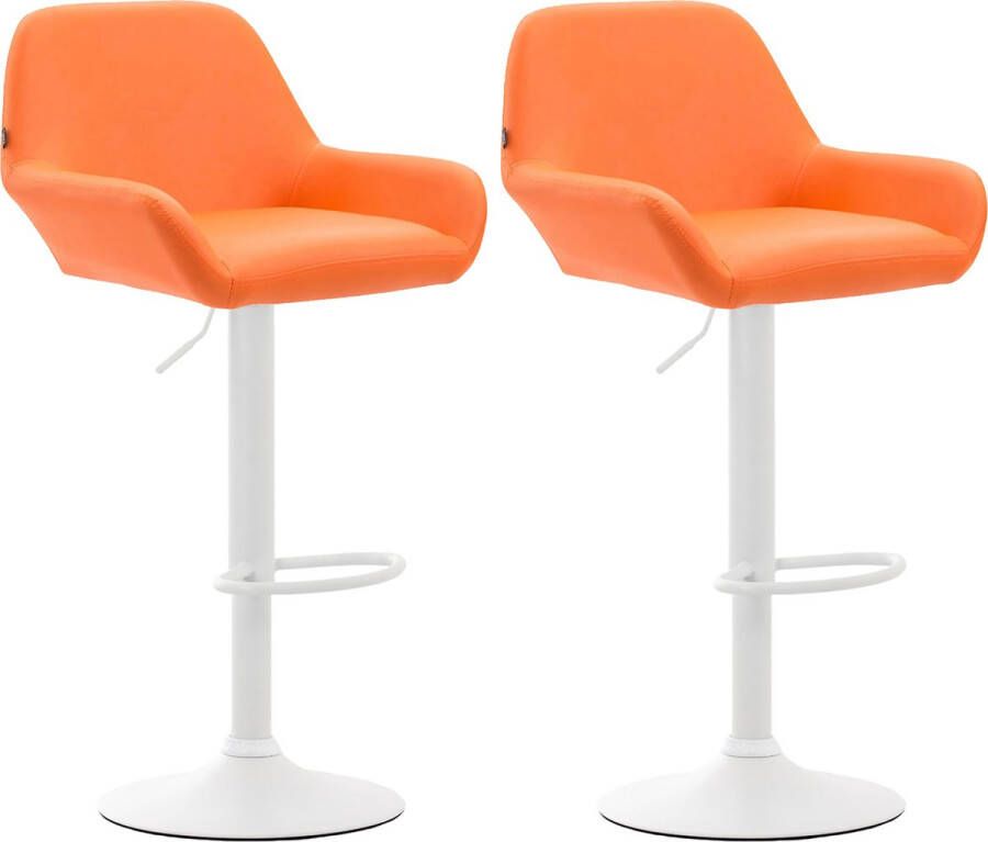 CLP Braga Set van 2 barkrukken Kunstleer oranje wit