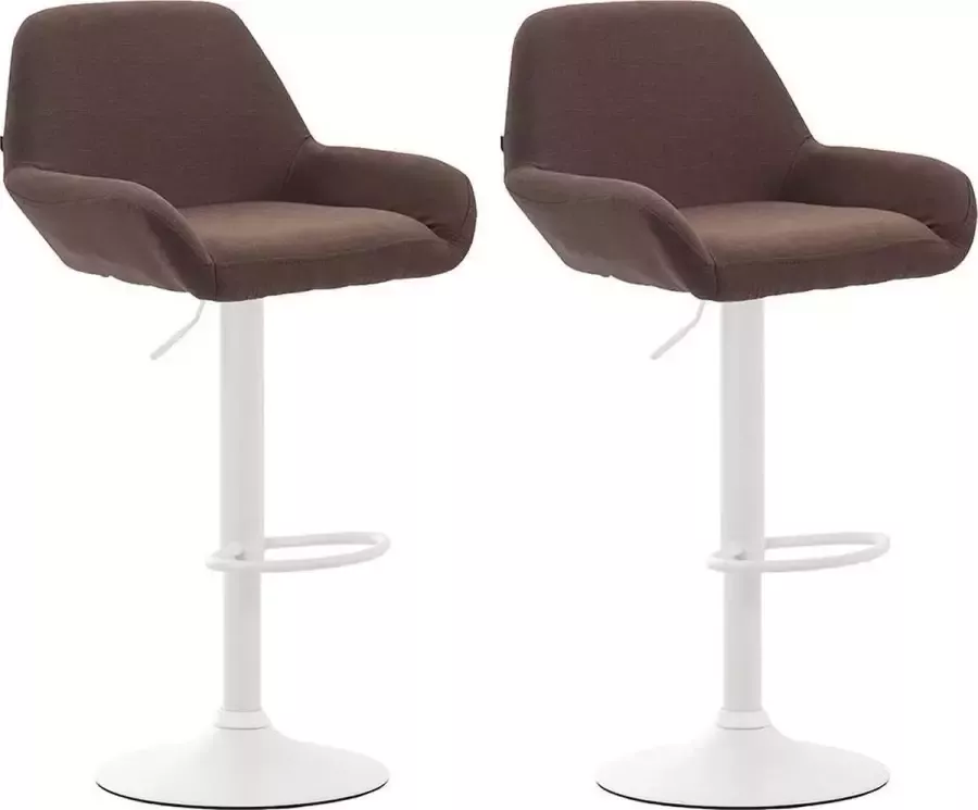 Clp Braga Set van 2 barkrukken Met rugleuning Verstelbaar Stof bruin wit