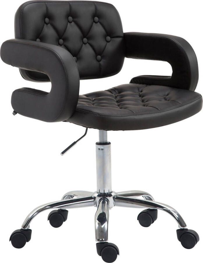 Clp Bureaustoel Barkruk Chesterfield In hoogte verstelbaar Kunstleer Zwart 62x55x90 cm