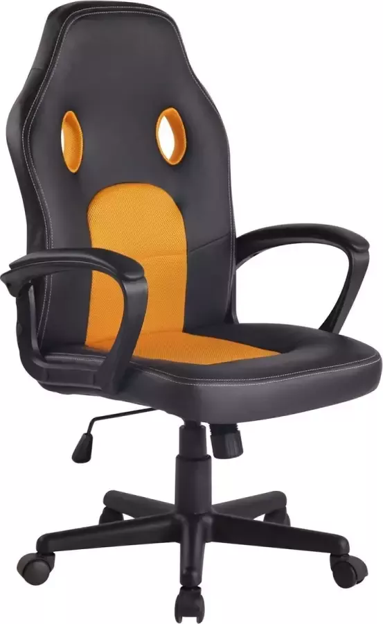Clp Bureaustoel Bureaustoelen voor volwassenen Design In hoogte verstelbaar Kunstleer Geel zwart 61x59x116 cm