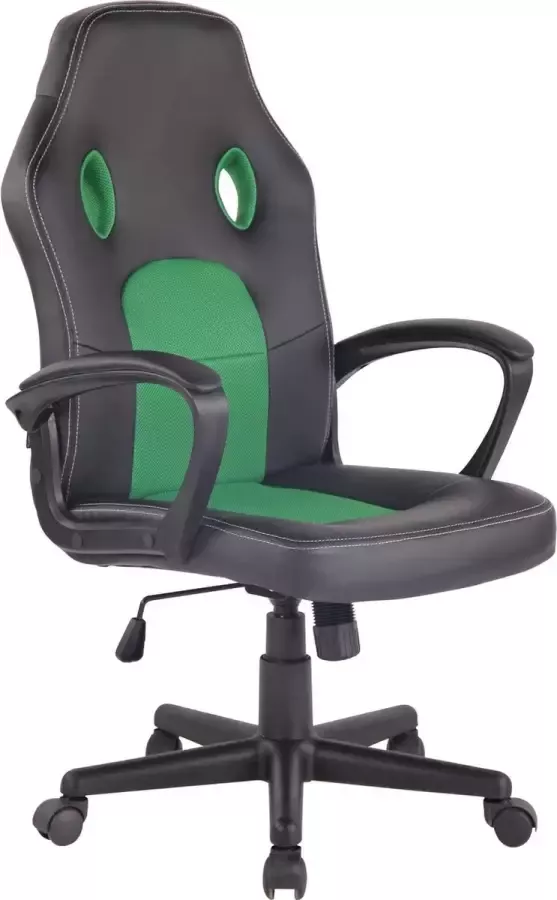 Clp Bureaustoel Bureaustoelen voor volwassenen Design In hoogte verstelbaar Kunstleer Groen zwart 61x59x116 cm
