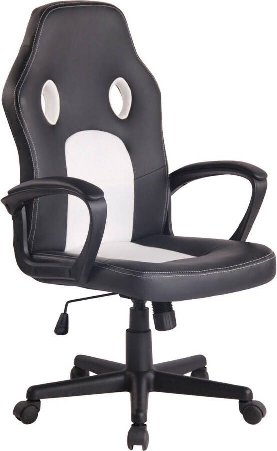 Clp Bureaustoel Bureaustoelen voor volwassenen Design In hoogte verstelbaar Kunstleer Wit zwart 61x59x116 cm
