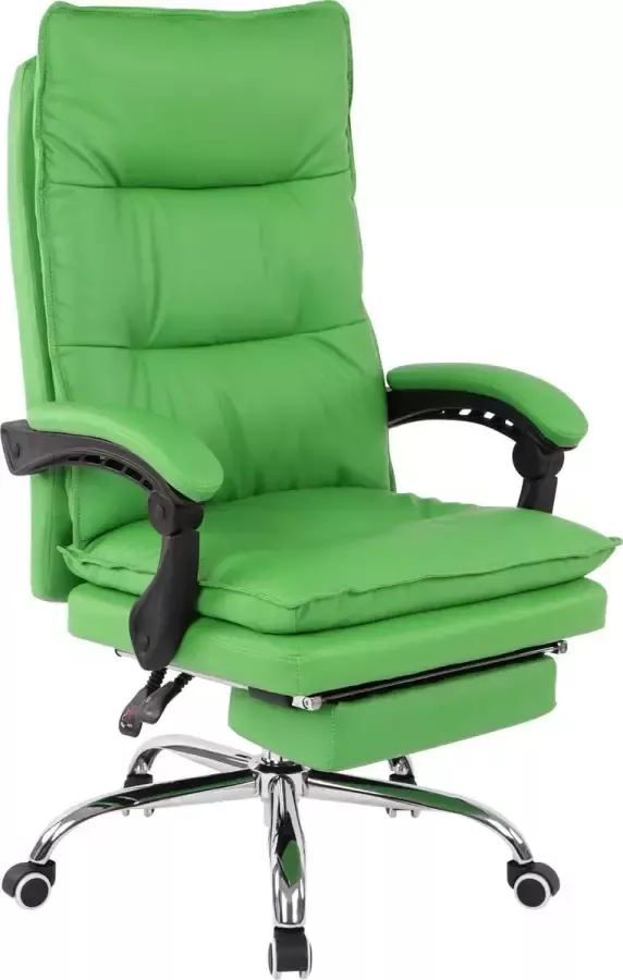 Clp Bureaustoel Bureaustoelen voor volwassenen Design Voetensteun Gewatteerd Kunstleer Groen 67x84x125 cm