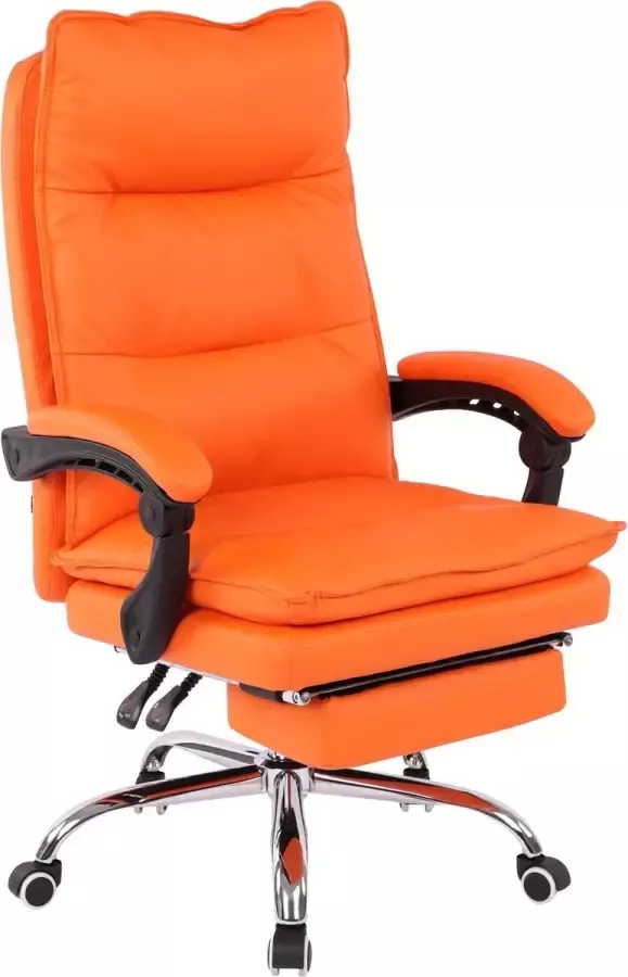 Clp Bureaustoel Bureaustoelen voor volwassenen Design Voetensteun Gewatteerd Kunstleer Oranje 67x84x125 cm