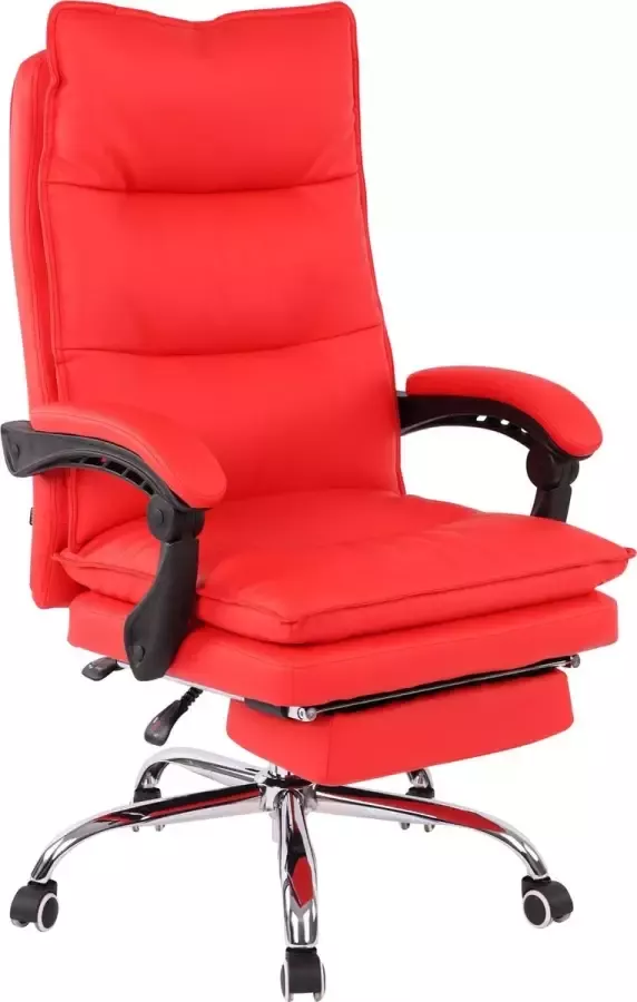 Clp Bureaustoel Bureaustoelen voor volwassenen Design Voetensteun Gewatteerd Kunstleer Rood 67x84x125 cm