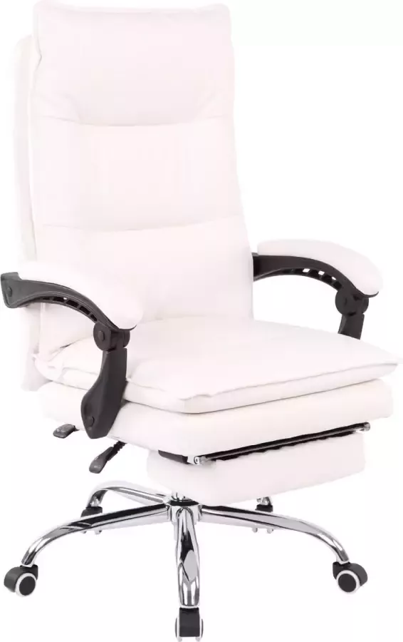 Clp Bureaustoel Bureaustoelen voor volwassenen Design Voetensteun Gewatteerd Kunstleer Wit 67x84x125 cm