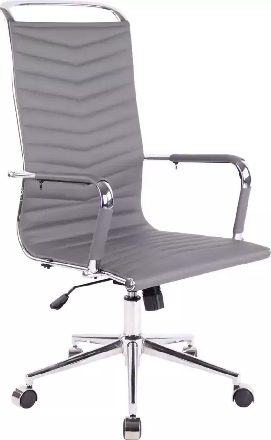 Clp Bureaustoel Bureaustoelen voor volwassenen Hoge rugleuning In hoogte verstelbaar Kunstleer Grijs 57x65x120 cm