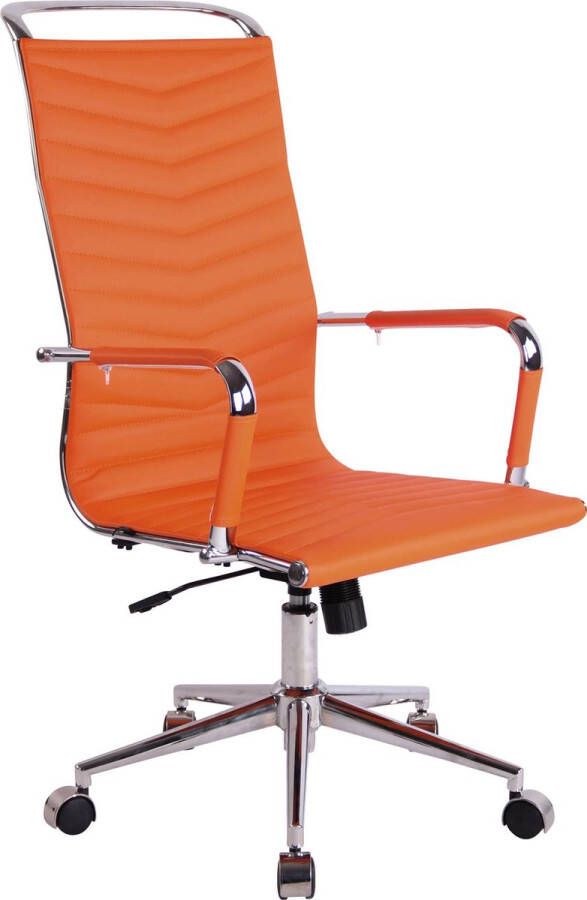 Clp Bureaustoel Bureaustoelen voor volwassenen Hoge rugleuning In hoogte verstelbaar Kunstleer Oranje 57x65x120 cm