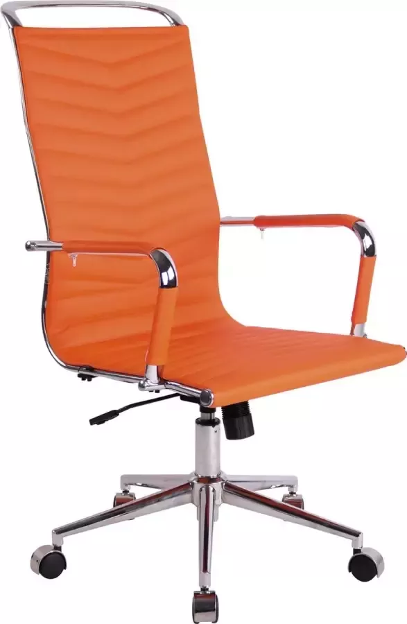 Clp Bureaustoel Bureaustoelen voor volwassenen Hoge rugleuning In hoogte verstelbaar Kunstleer Oranje 57x65x120 cm