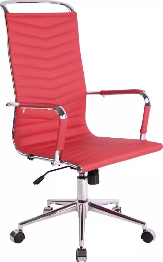Clp Bureaustoel Bureaustoelen voor volwassenen Hoge rugleuning In hoogte verstelbaar Kunstleer Rood 57x65x120 cm