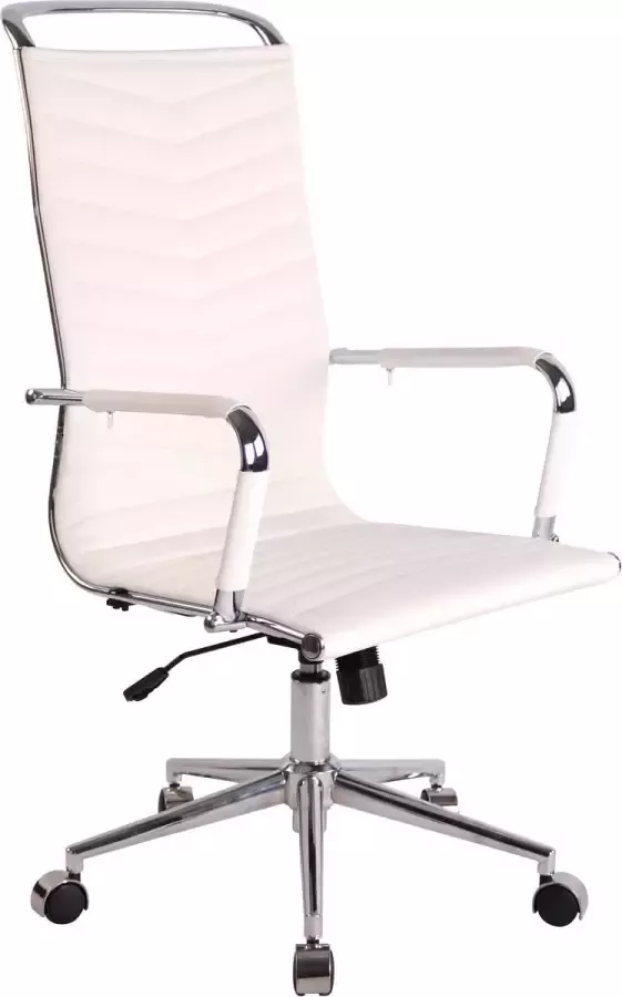Clp Bureaustoel Bureaustoelen voor volwassenen Hoge rugleuning In hoogte verstelbaar Kunstleer Wit 57x65x120 cm