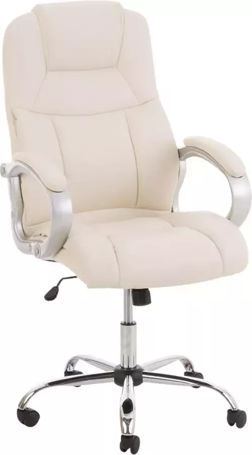Clp Bureaustoel Ergonomische bureaustoel Design Hoofdkussen In hoogte verstelbaar Kunstleer Crème 66x70x122 cm