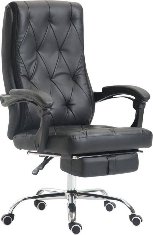 Clp Bureaustoel GEAR directiestoel managerstoel kantoorstoel in hoogte verstelbare bureaustoel met uitschuifbare voetsteun Ergonomische draaistoel verkrijgbaar in verschillende kleuren bekleding van kunstleer zwart