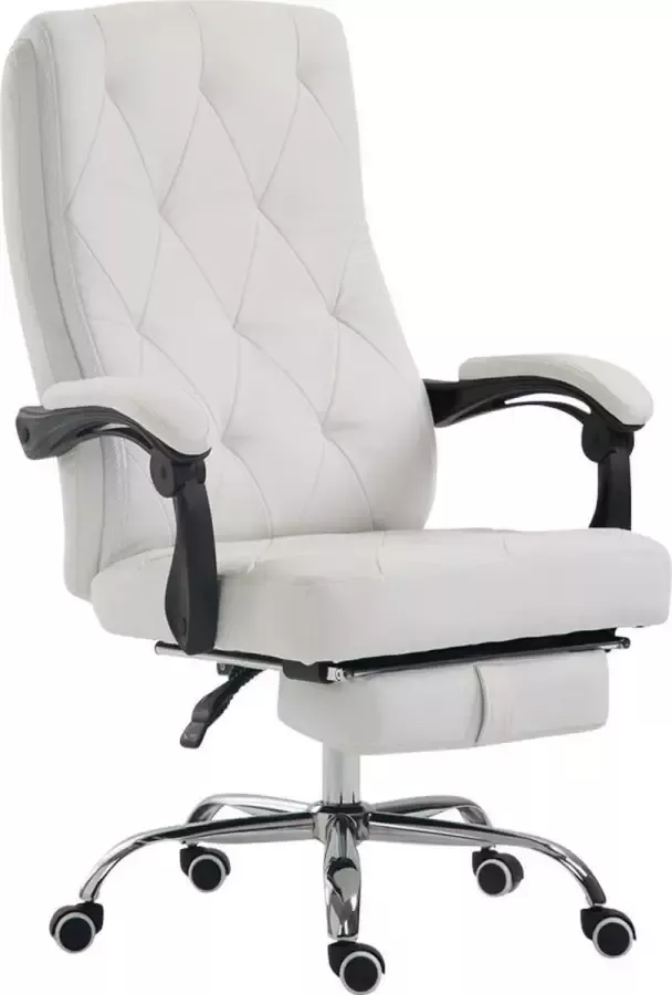 Clp Bureaustoel GEAR directiestoel managerstoel kantoorstoel in hoogte verstelbare bureaustoel met uitschuifbare voetsteun Ergonomische draaistoel verkrijgbaar in verschillende kleuren bekleding van kunstleer wit