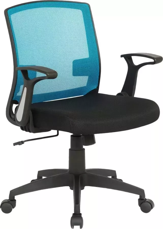Clp Bureaustoel Kantoorstoel Mobiel Verstelbare armleuning Microvezel Blauw zwart 62x52x97 cm