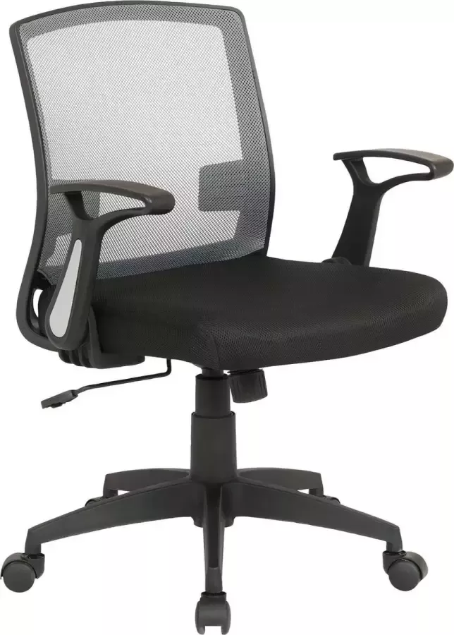 Clp Bureaustoel Kantoorstoel Mobiel Verstelbare armleuning Microvezel Grijs zwart 62x52x97 cm