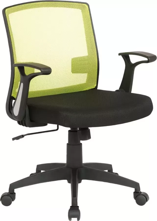 Clp Bureaustoel Kantoorstoel Mobiel Verstelbare armleuning Microvezel Groen zwart 62x52x97 cm