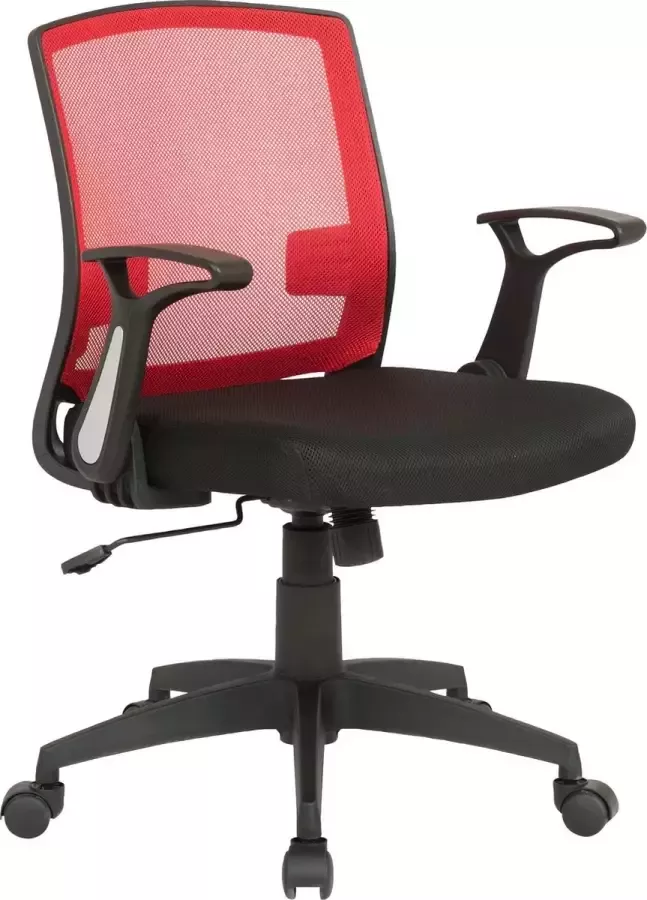Clp Bureaustoel Kantoorstoel Mobiel Verstelbare armleuning Microvezel Rood zwart 62x52x97 cm