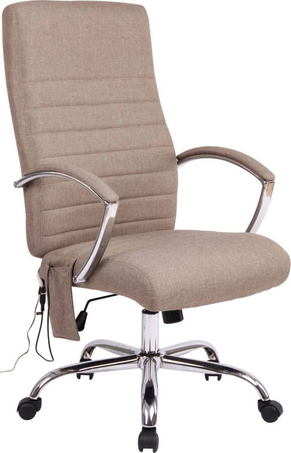 Clp Bureaustoel Massagestoel Design Gewatteerd Stof Taupe 58x72x123 cm