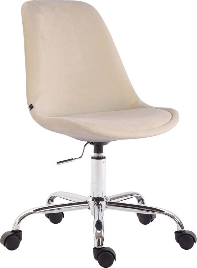 Clp Bureaustoel Stoel Scandinavisch design In hoogte verstelbaar Fluweel Crème 48x54x91 cm