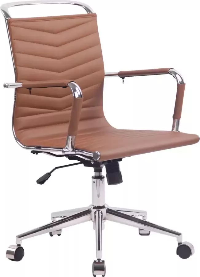 Clp Burnley Bureaustoel Kunstleer of Echt leer Zithoogte: 44 54 cm Ergonomische design managersstoel 360°-draaistoel bruin Echt leer