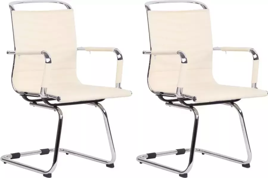 Clp Burnley Set van 2 Eetkamerstoelen creme Echt leer