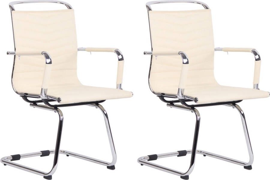 Clp Burnley Set van 2 Eetkamerstoelen creme Echt leer