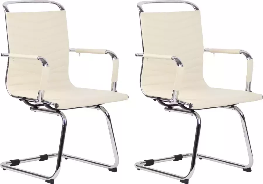 Clp Burnley Set van 2 Eetkamerstoelen creme Imitatieleer