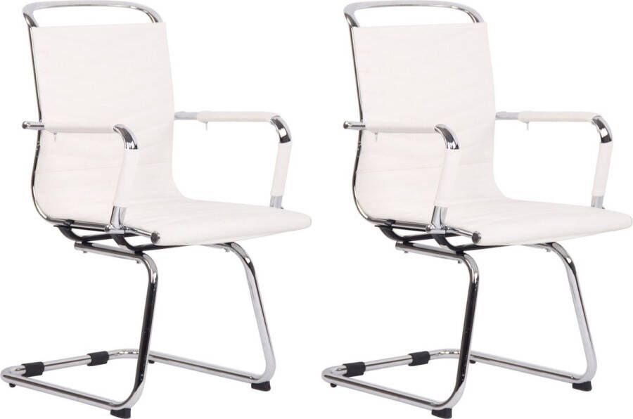 Clp Burnley Set van 2 Eetkamerstoelen wit Echt leer