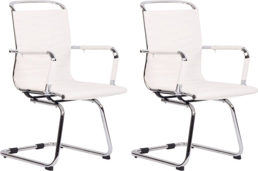 Clp Burnley Set van 2 Eetkamerstoelen wit Echt leer