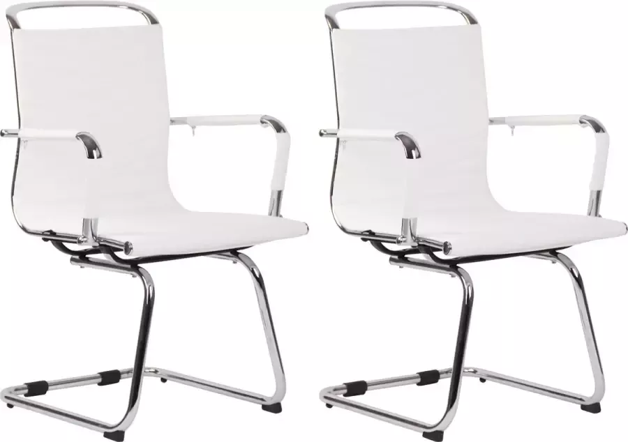 Clp Burnley Set van 2 Eetkamerstoelen wit Imitatieleer