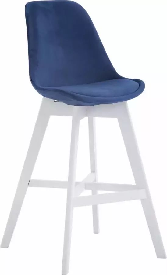 Clp Cannes Barkruk Fluweel Blauw Kleur onderstel Wit