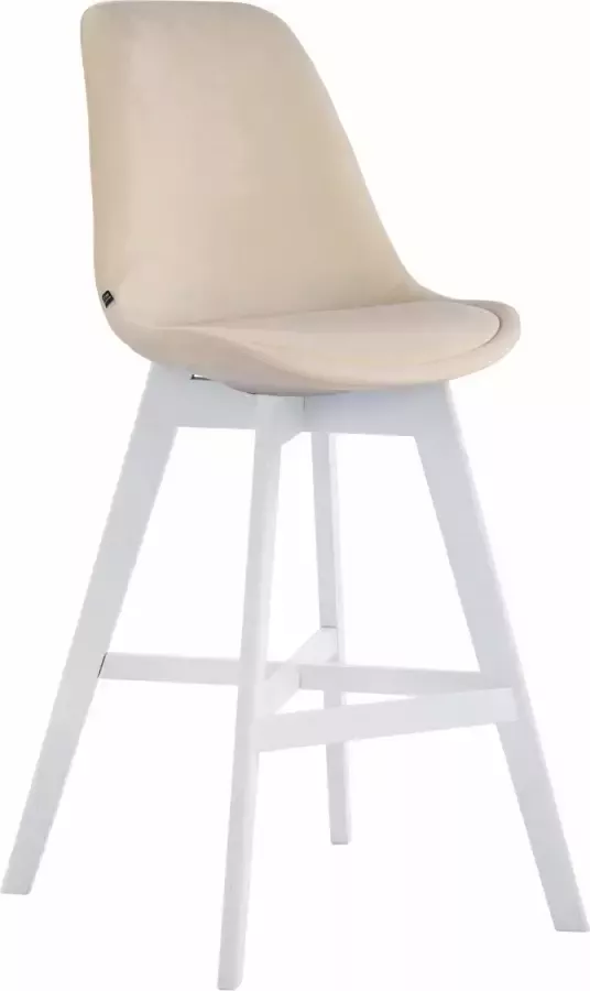 Clp Cannes Barkruk Fluweel Crème Kleur onderstel Wit