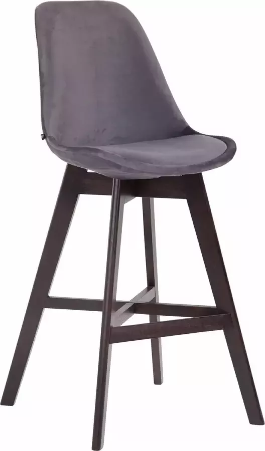 Clp Cannes Barkruk Fluweel Donkergrijs Kleur onderstel Cappuccino