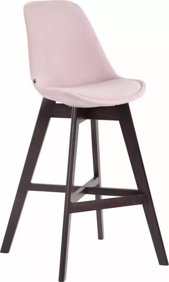 Clp Cannes Barkruk Fluweel Roze Kleur onderstel Cappuccino
