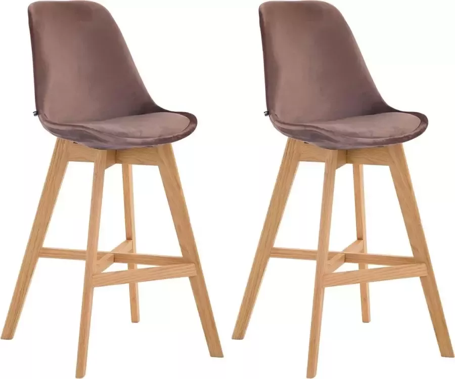 Clp Cannes Set van 2 barkrukken Fluweel Bruin Natura