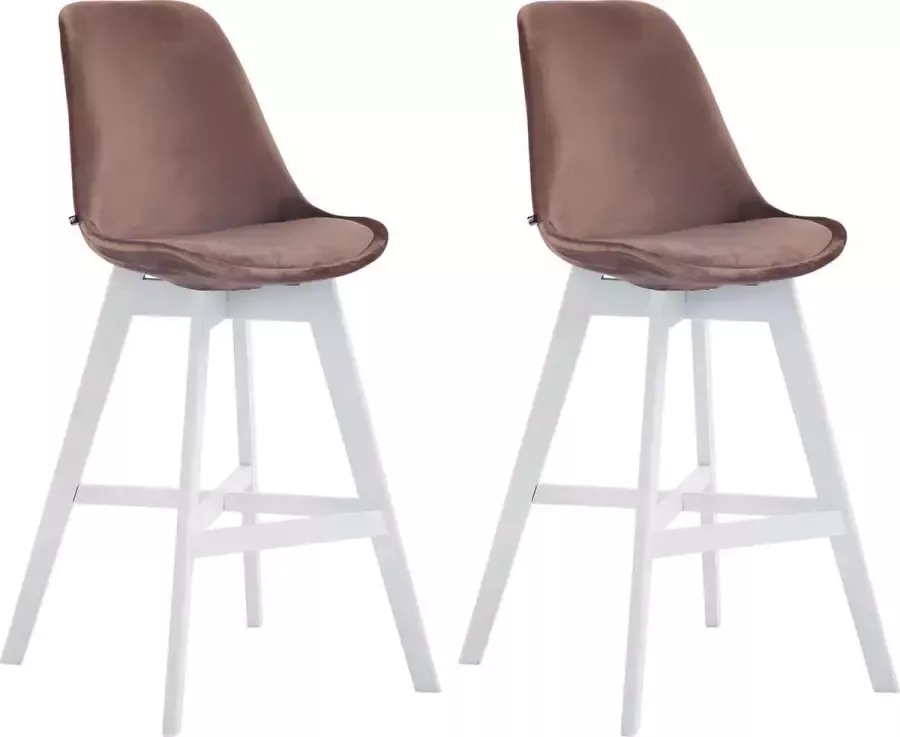 Clp Cannes Set van 2 barkrukken Fluweel Bruin Wit