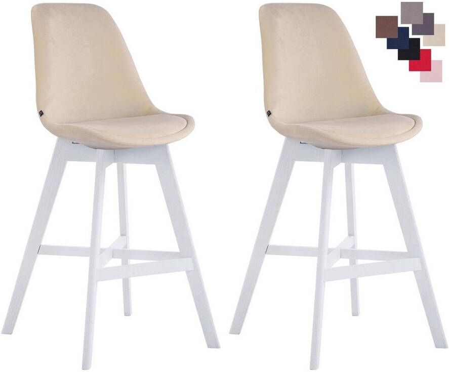 CLP Set van 2 barkrukken Cannes Wit Frame Fluweel