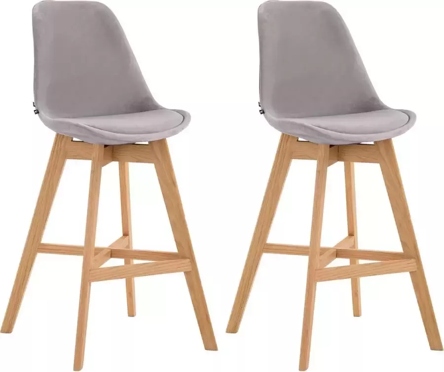 Clp Cannes Set van 2 barkrukken Fluweel Grijs Natura