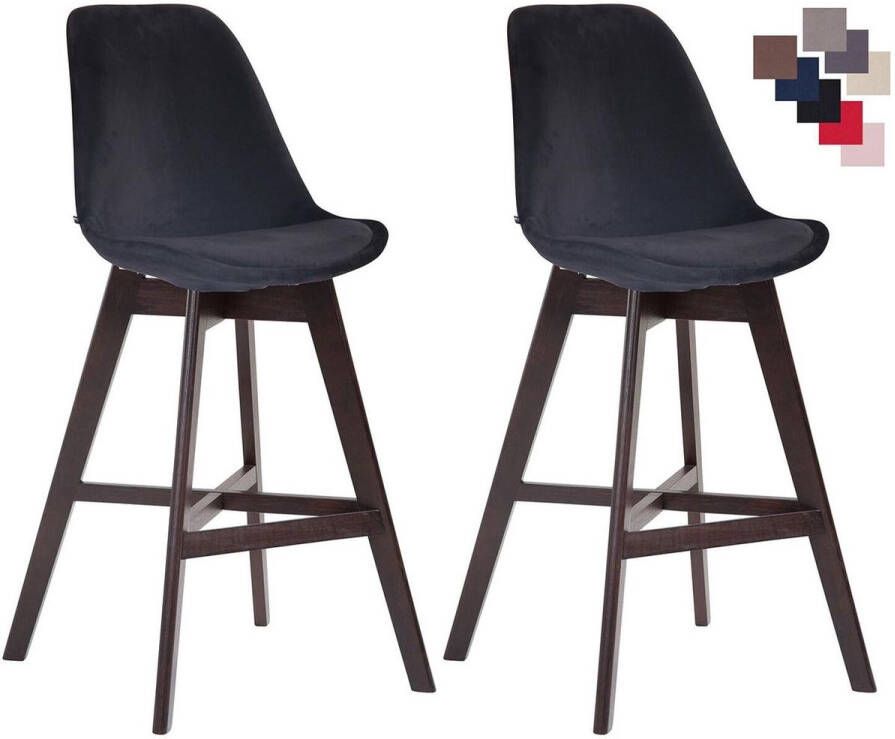 Clp Cannes Set van 2 barkrukken Fluweel Zwart Cappuccino