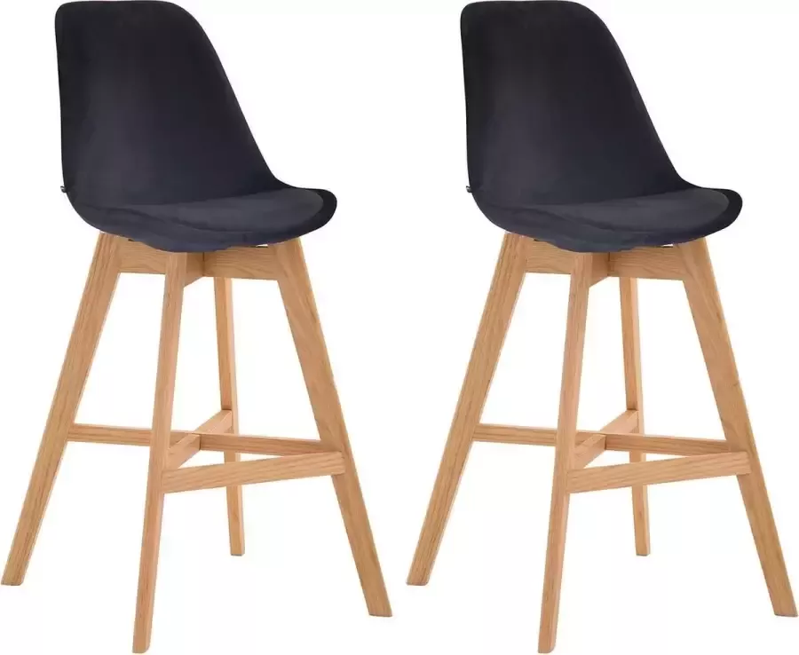 Clp Cannes Set van 2 barkrukken Fluweel Zwart Natura