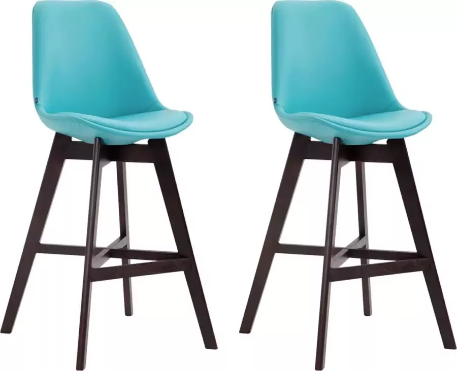 Clp Cannes Set van 2 barkrukken Kunstleer blauw cappuccino