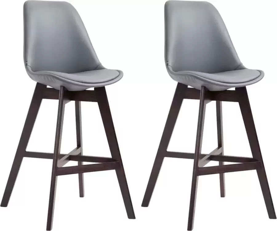 Clp Cannes Set van 2 barkrukken Kunstleer grijs cappuccino