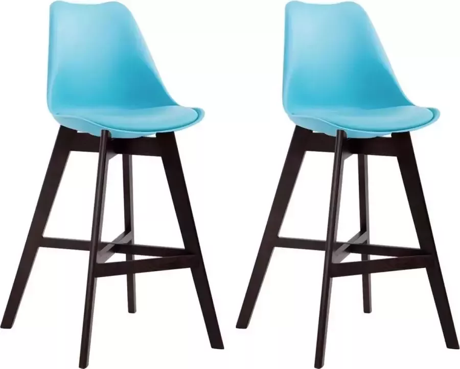 Clp Cannes Set van 2 barkrukken Kunststof & Kunstleer Blauw Cappuccino