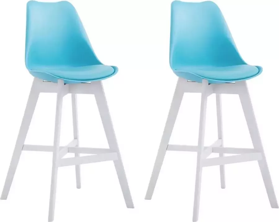 Clp Cannes Set van 2 barkrukken Kunststof & Kunstleer Blauw Wit
