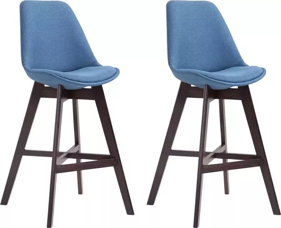 Clp Cannes Set van 2 barkrukken Stof blauw Kleur onderstel: cappuccino