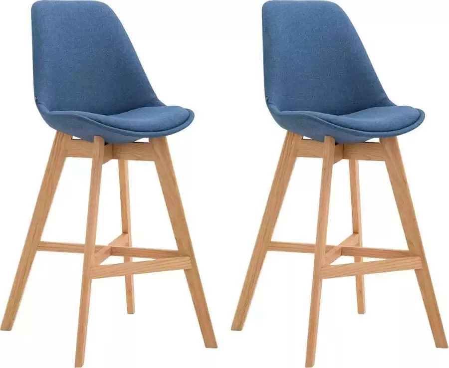 Clp Cannes Set van 2 barkrukken Stof blauw Kleur onderstel: natura