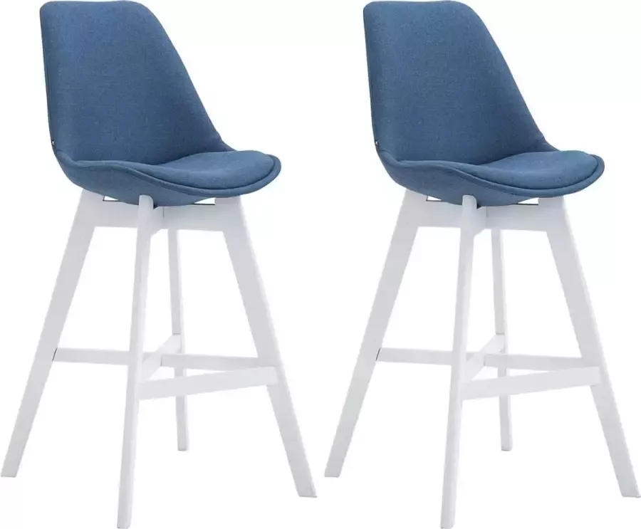 Clp Cannes Set van 2 barkrukken Stof blauw Kleur onderstel: wit