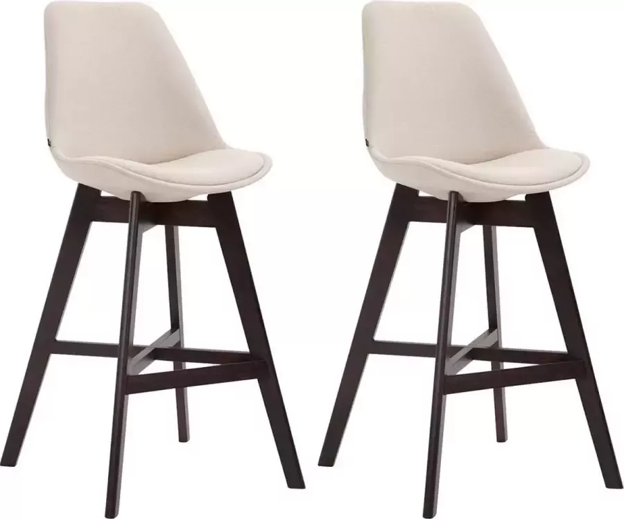 Clp Cannes Set van 2 barkrukken Stof creme Kleur onderstel: cappuccino